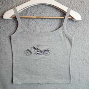 Bay Beauty Women's Gray XL Tank Top Motorcycle Rhinestone Design